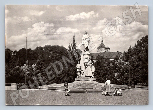 Postcard black and white postcard of the memorial in Pardubice 1955 (ST3378)