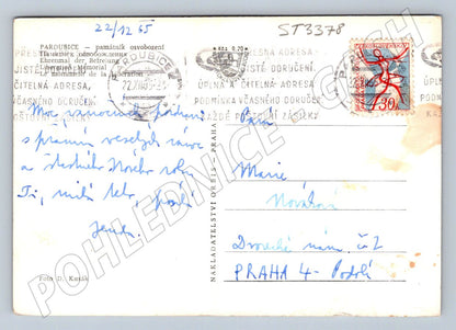 Postcard black and white postcard of the memorial in Pardubice 1955 (ST3378)