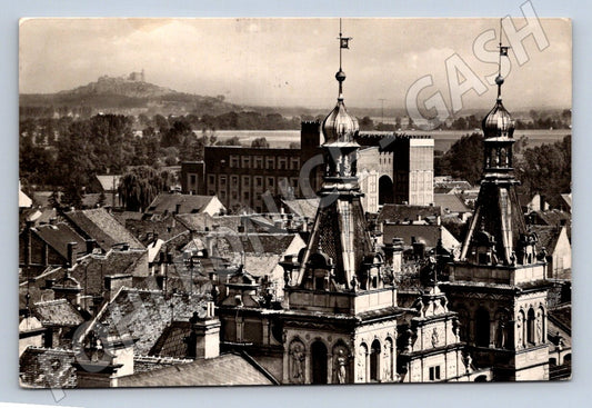 Postcard Pardubice with the town hall and Kunětice Mountain, Czech Republic until 1950 (ST3379)