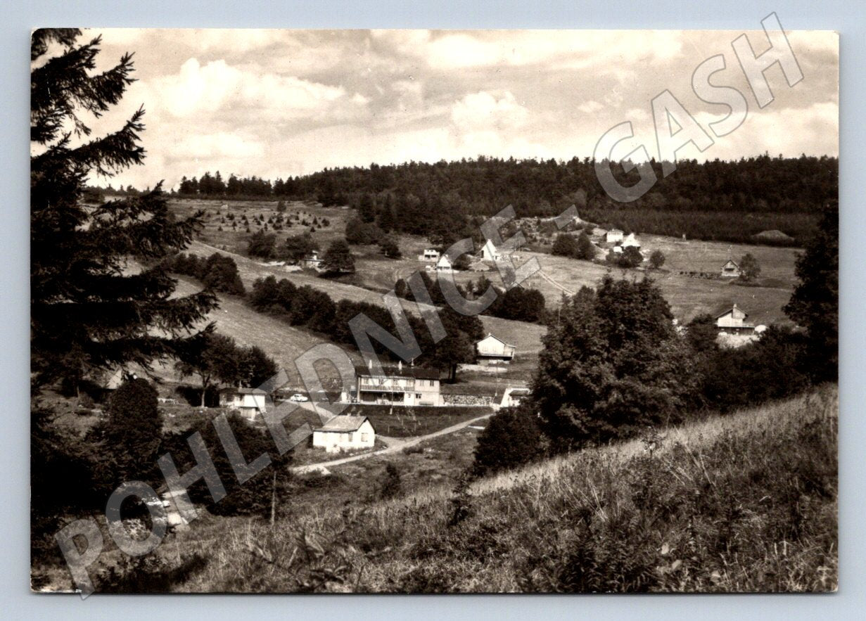 Postcard black and white postcard Czech village small format (ST3381)