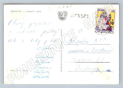 Postcard black and white postcard Czech village small format (ST3381)