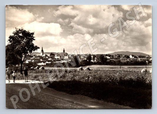 Postcard, older black and white postcard of a Czech city with towers (ST3383)