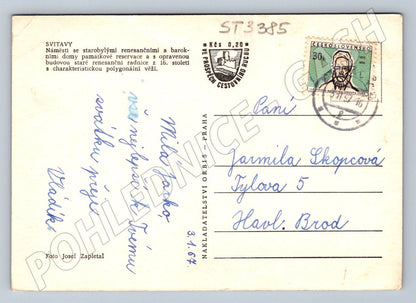 Postcard Svitavy historical square with ancient houses (ST3385)