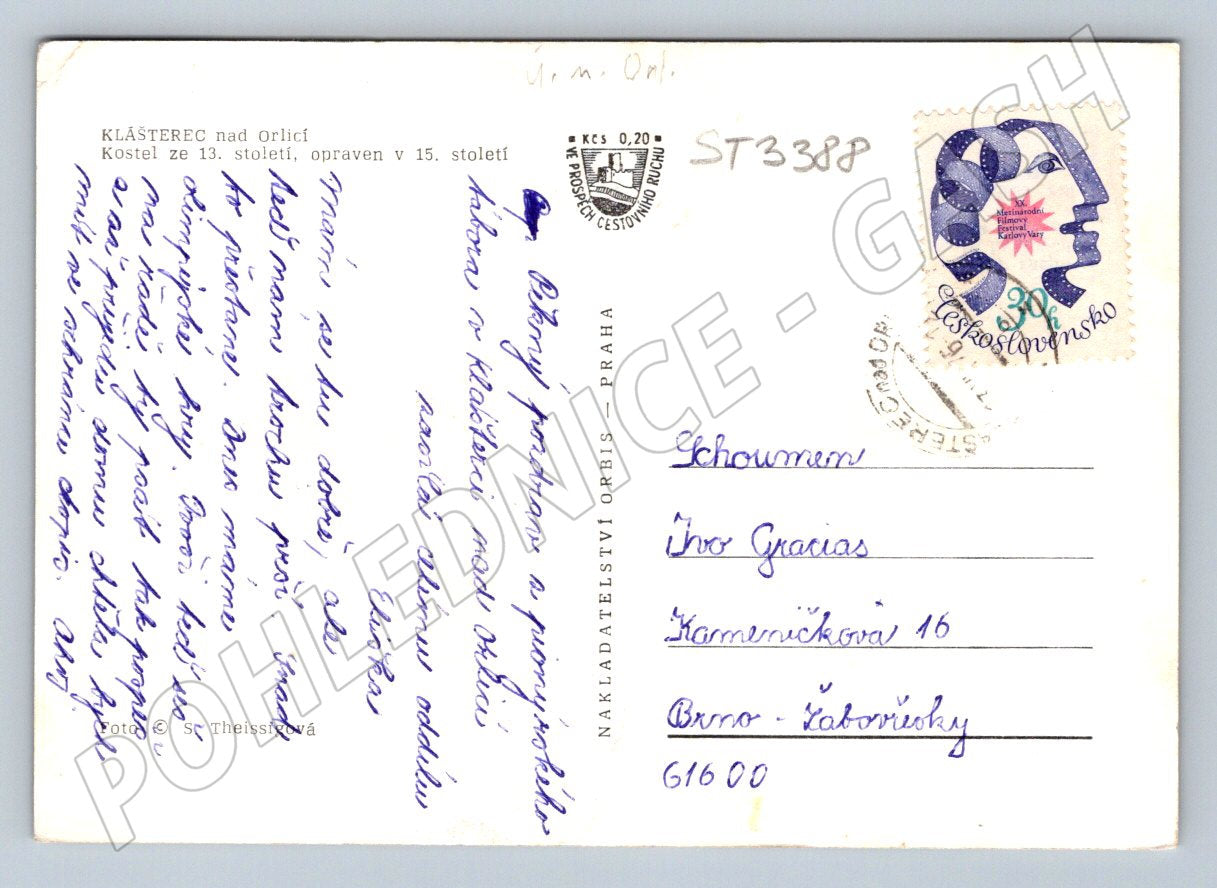 Postcard historic church on black and white postcard (ST3388)