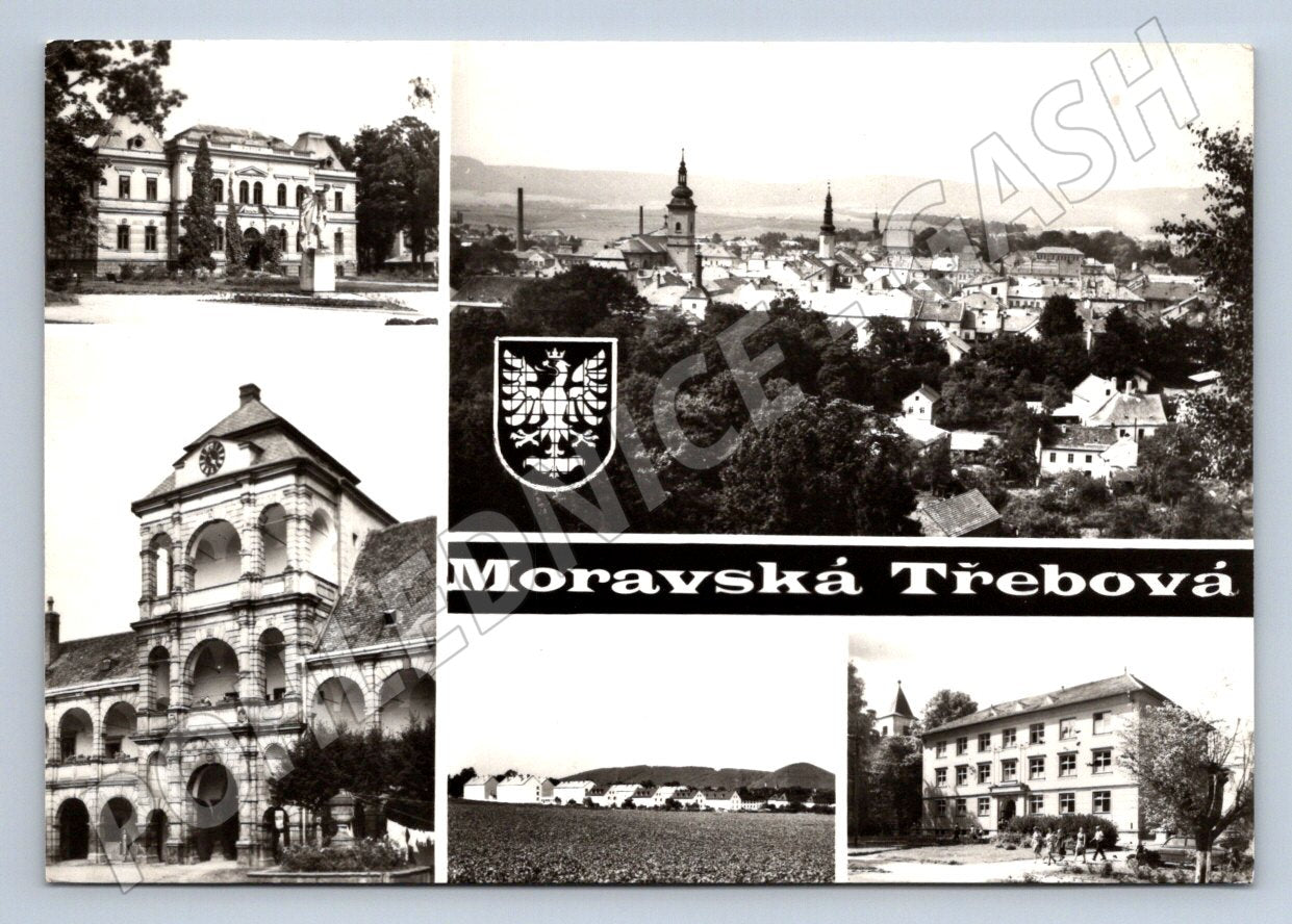 Postcard Moravian Třebová old collage of buildings small format (ST3389)