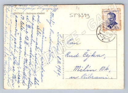 Postcard Svitavy Stalin Square 1949 Czechoslovakia (ST3393)