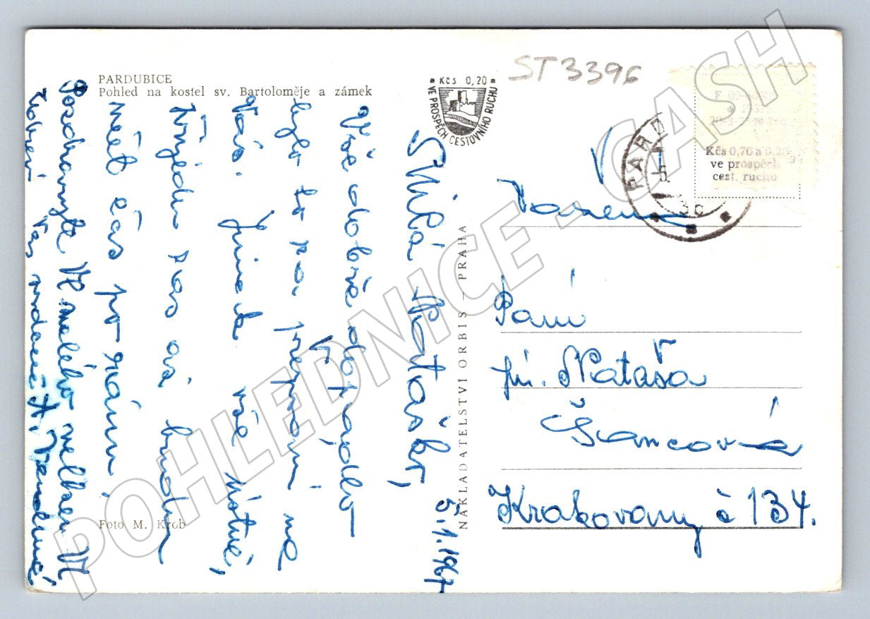 Postcard Pardubice Church of St. Bartholomew and Chateau (ST3396)