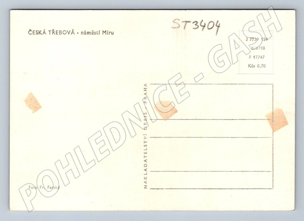 Postcard Czech Třebová Square of Peace, historical (ST3404)