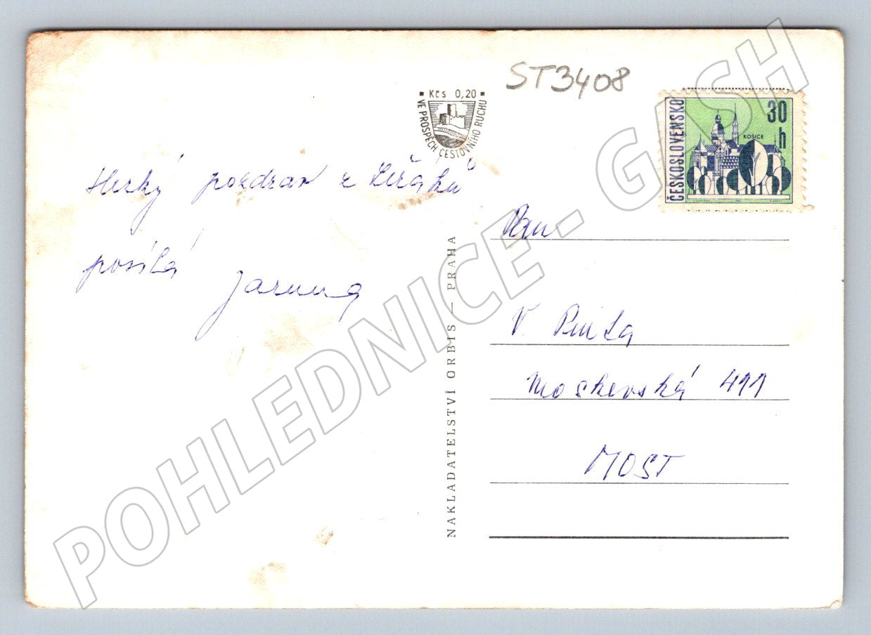 Postcard Hlinsko black and white collage of the city (ST3408)