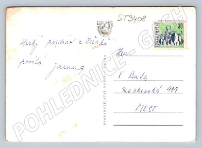 Postcard Hlinsko black and white collage of the city (ST3408)