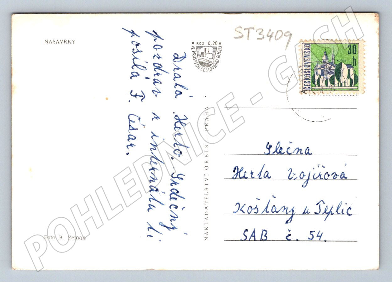 Postcard of a pond and a bathing man (ST3409)