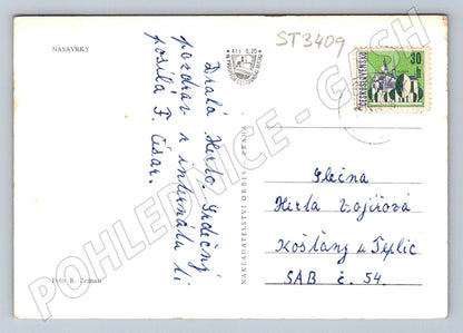 Postcard of a pond and a bathing man (ST3409)