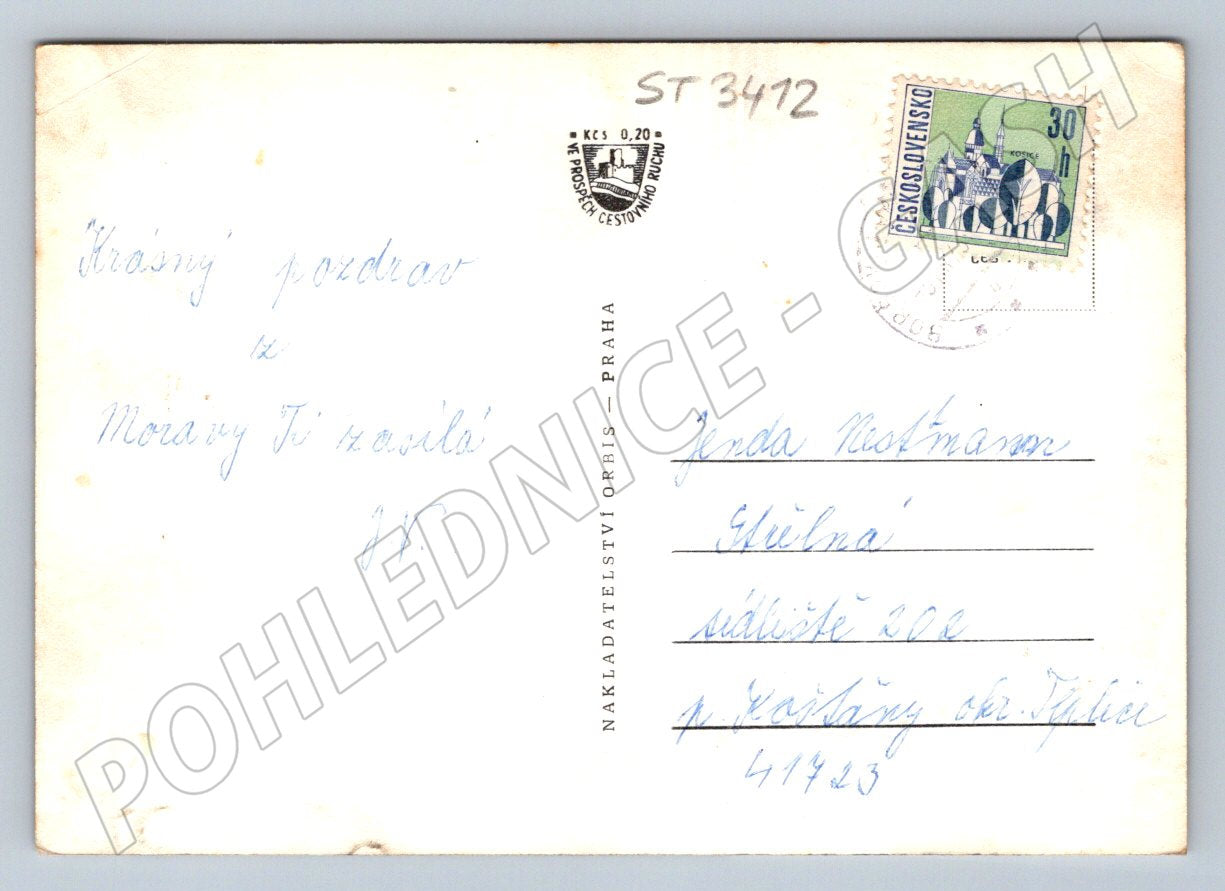 Moravian postcard Třebová black and white 1950 small format (ST3412)