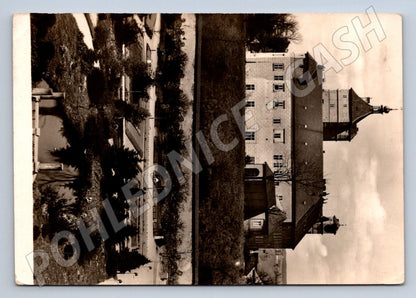 Postcard Pardubice Castle black and white stamp Czechoslovakia (ST3416)