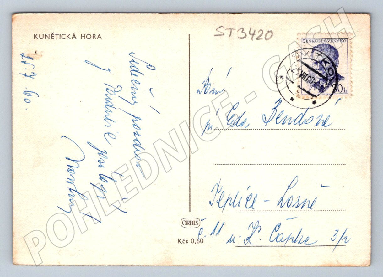 Postcard Kunětická hora historical castle Czech Republic old (ST3420)