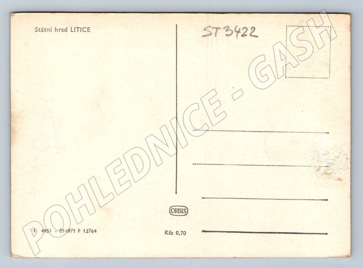 Postcard State Castle Litice historical black and white view (ST3422)