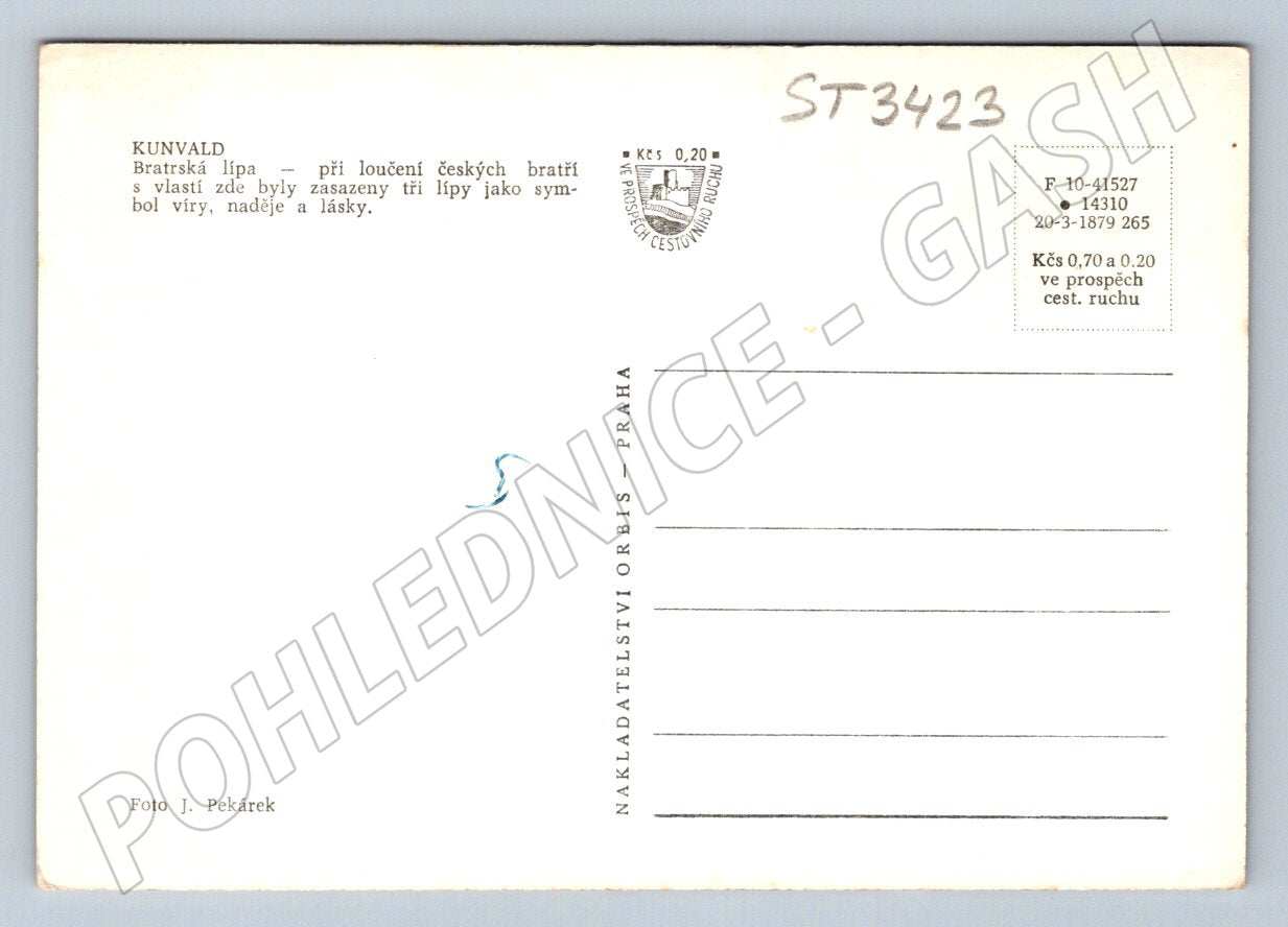 Postcard Kunwald Linden Tree at the Battlefield of the Czech Troops (ST3423)