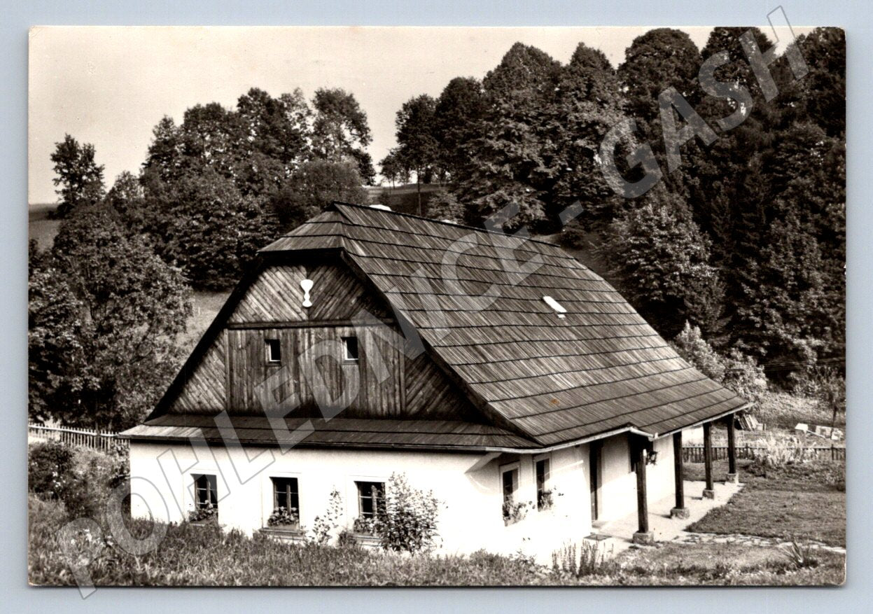 Postcard Kunvald old farm of the brotherhood village black and white (ST3424)