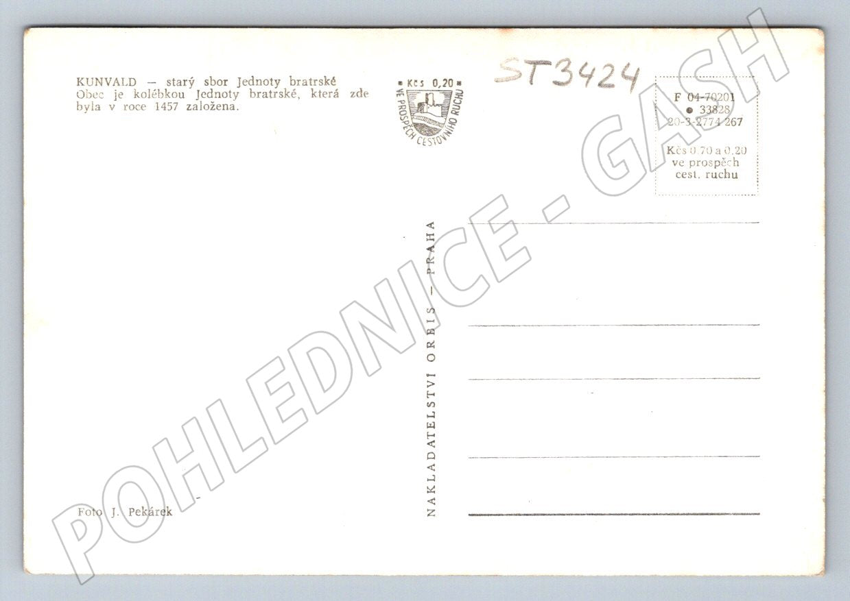 Postcard Kunvald old farm of the brotherhood village black and white (ST3424)