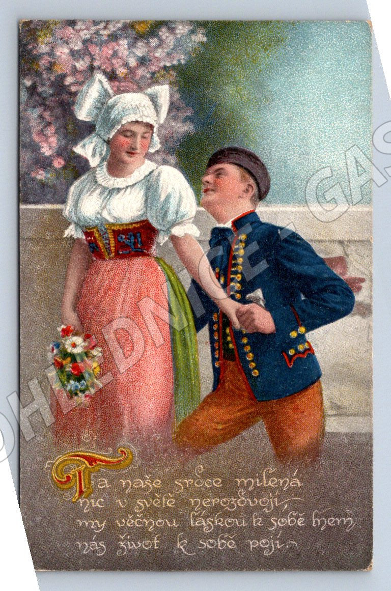 Antique postcard with folk costume ethnography (ST3428)
