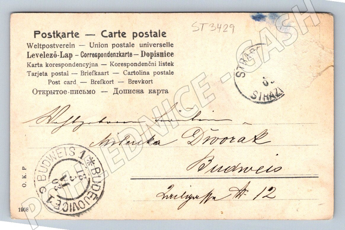 Postcard 1906 ethnographic scene couple in traditional costumes in love (ST3429)