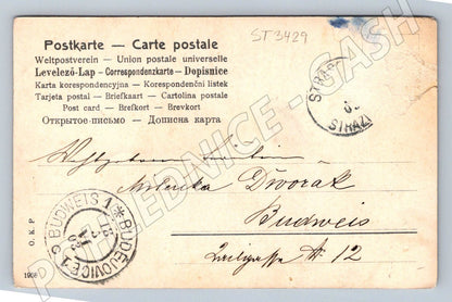 Postcard 1906 ethnographic scene couple in traditional costumes in love (ST3429)