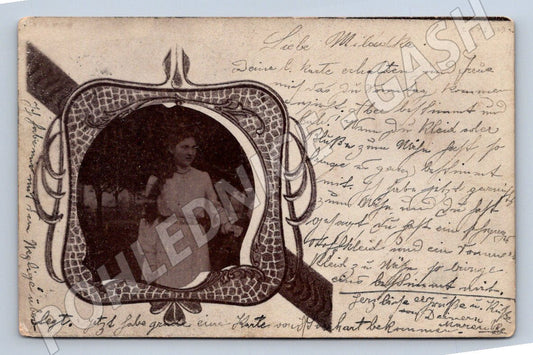 Ethnographic postcard portrait of a woman in folk costume (ST3431)