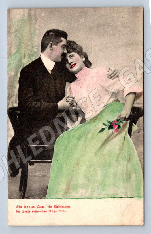 Pohlednice romantická vintage pár začátek 20. století (ST3432)