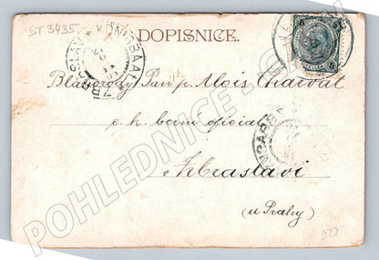 Postcard woman in folk costume ethnography Jaroměř (ST3435)