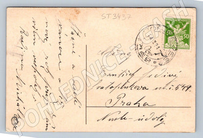 Postcard artistic Christmas motif woman with fan (ST3437)