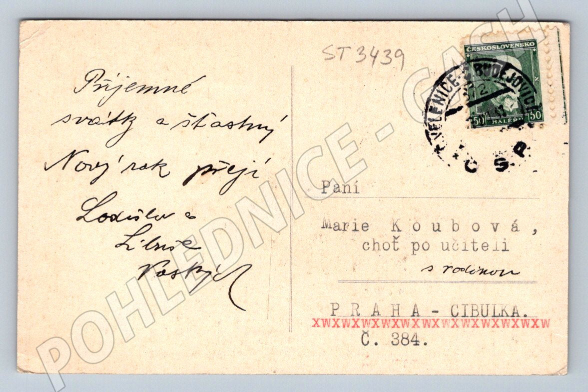 Postcard Czech winter skier 1922 illustration by C. Kotyšan (ST3439)