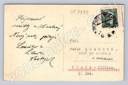 Postcard Czech winter skier 1922 illustration by C. Kotyšan (ST3439)