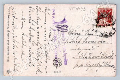 Postcard with Czech costume New Year's greetings ethnographic Czechoslovakia (ST3443)