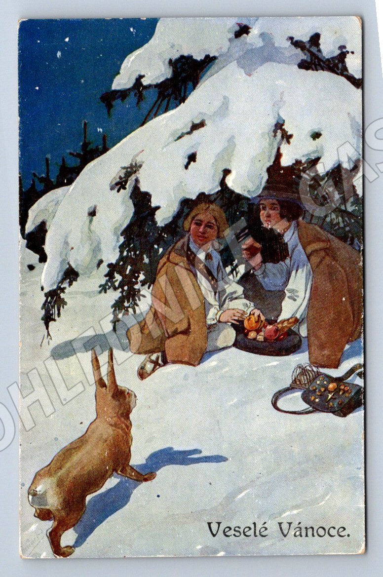 Postcard Czech Republic small format snowy landscape Austria Hungary (ST3444)