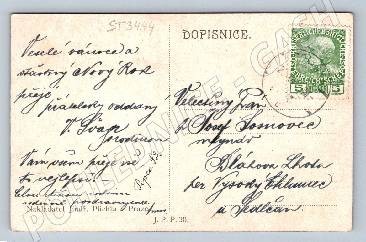 Postcard Czech Republic small format snowy landscape Austria Hungary (ST3444)