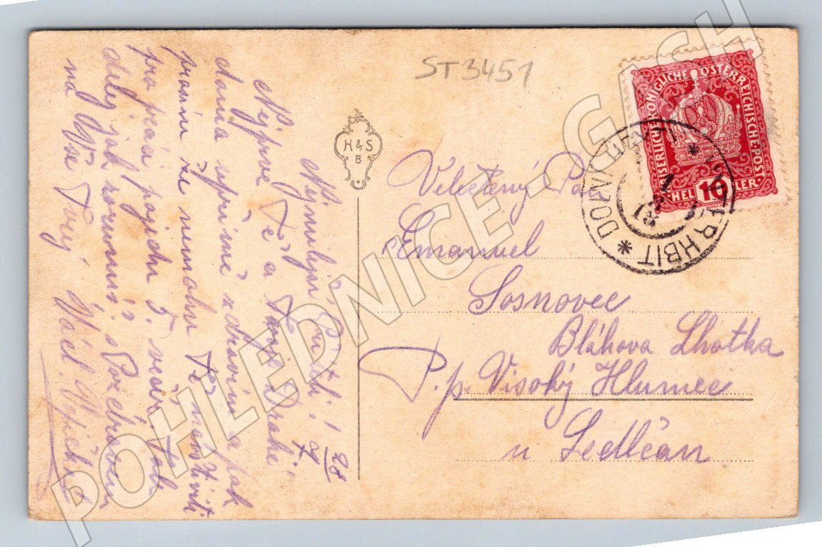 Pohlednice růže kolorovaná malý formát do 1950 prošlá (ST3451)