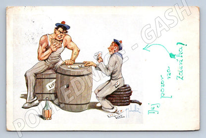 Postcard humor sailors protectorate stamp sent (ST3452)