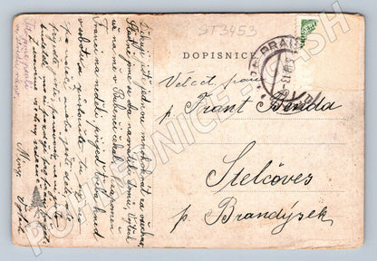 Postcard painted genre motif New Year's card 1913 (ST3453)