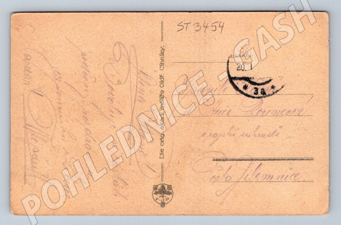 Postcard illustrated woman at the window 1938 (ST3454)