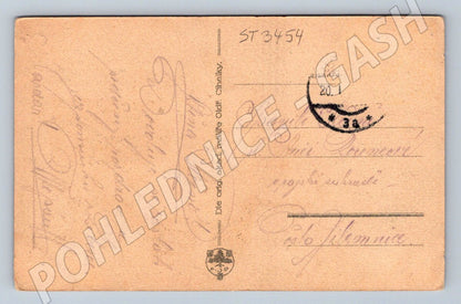 Postcard illustrated woman at the window 1938 (ST3454)