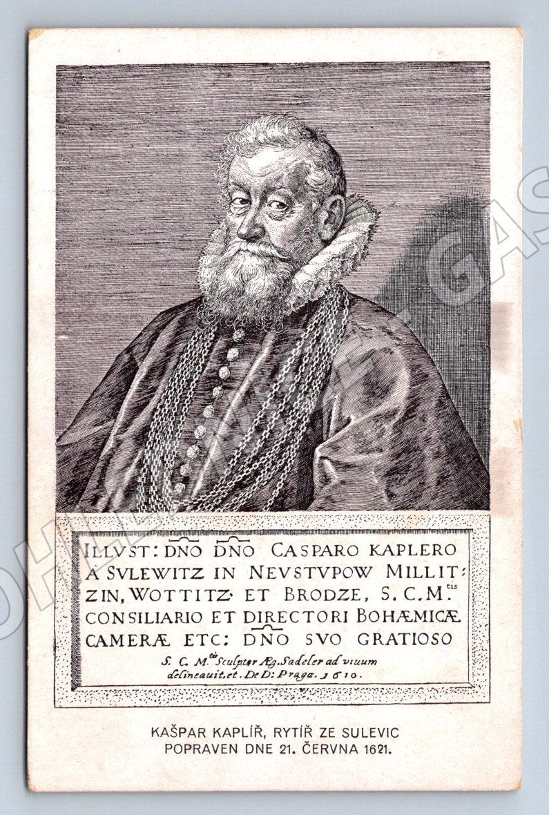 Postcard 1921 Kašpar Kaplíř from Sulevice execution of Czech lords (ST3465)