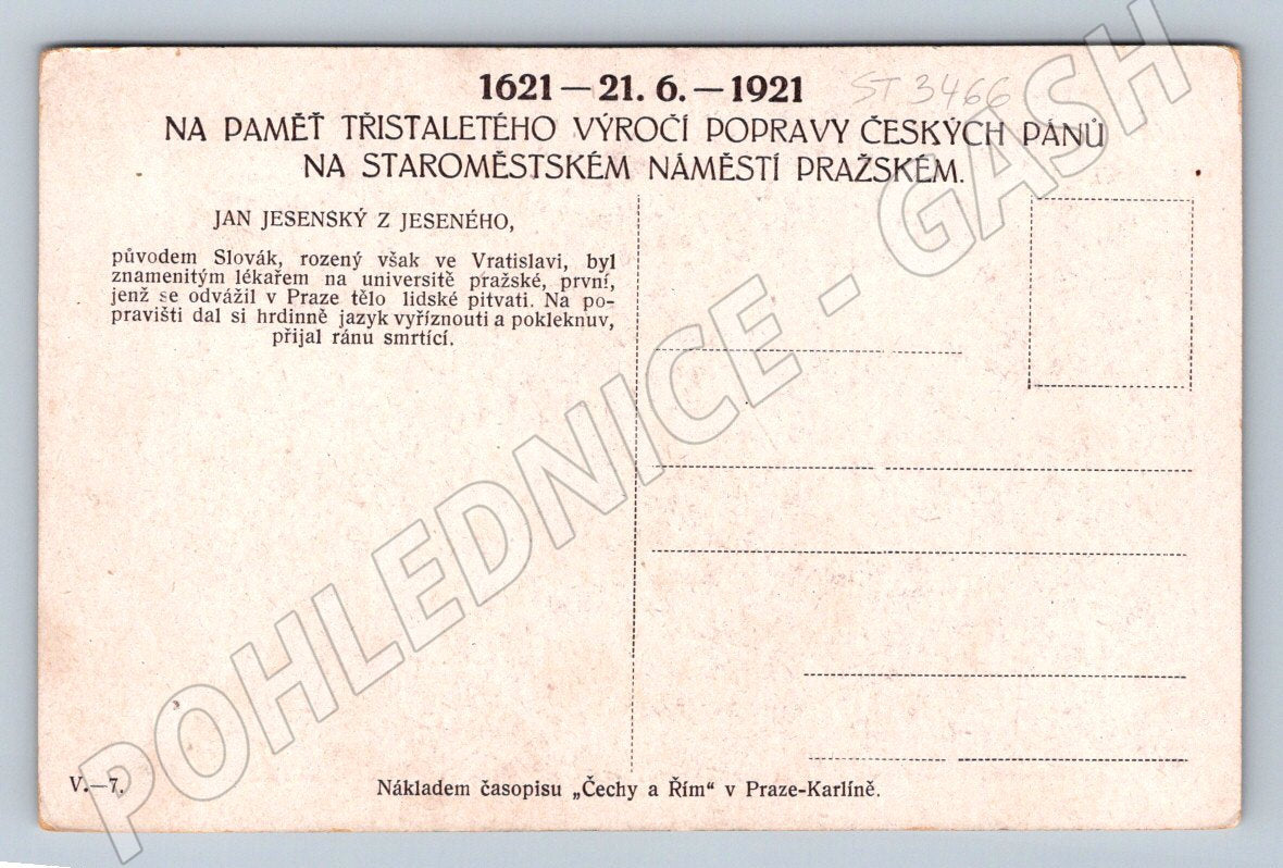 Postcard commemorative postcard 1921 Jan Jesenský from Jesení (ST3466)