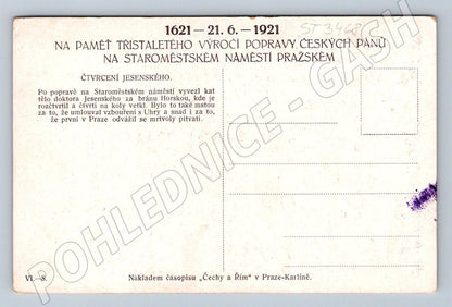 Postcard 1921 300th anniversary of the execution of the Czech lords of quartering (ST3468)