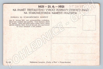 Postcard execution of Czech lords 1621 – 1921 Prague (ST3471)