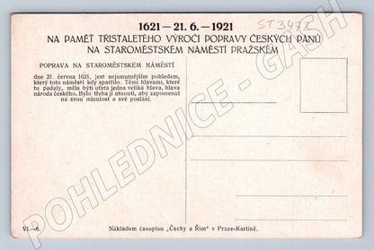 Postcard 300 years of the execution of the Czech lords Prague 1921 (ST3472)