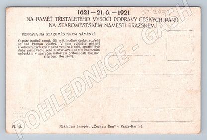 Postcard 1921 – 300 years of the execution of the Czech lords Prague (ST3473)