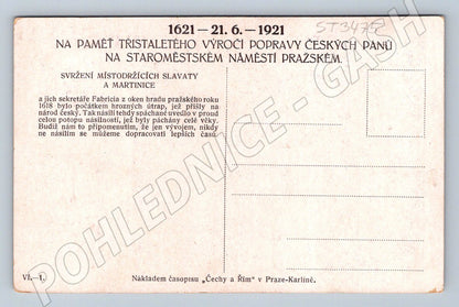 Postcard of the overthrow of the governors 1618 – anniversary 1921 (ST3475)