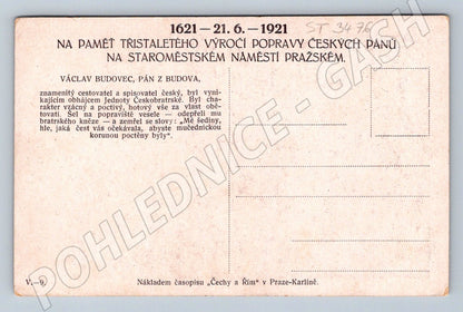 Postcard Václav Budovec from Budov – anniversary 1621 1921 (ST3476)