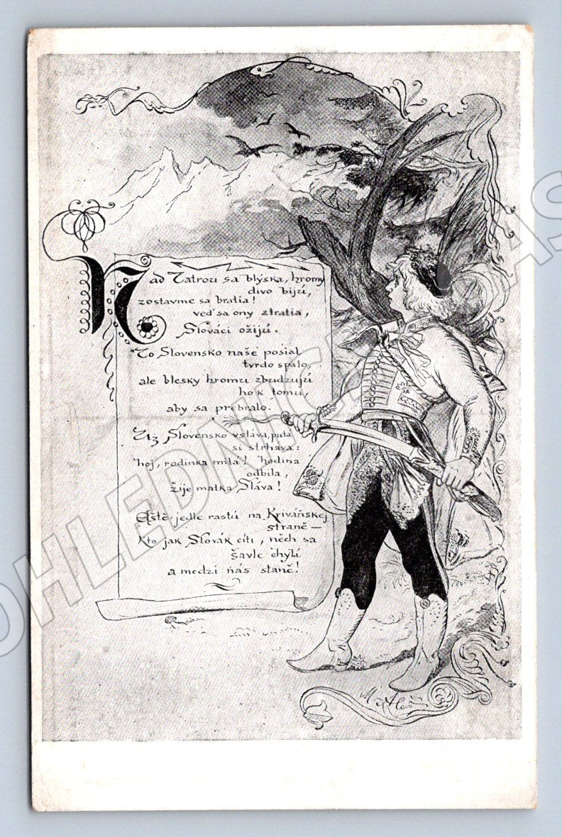 Postcard Mikoláš Aleš – Lightning over the Tatras 1918 (ST3477)