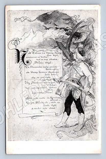 Postcard Mikoláš Aleš – Lightning over the Tatras 1918 (ST3477)